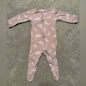 Feather Print Kids One Piece - Purple